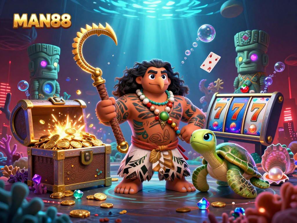 Experience the thrilling adventure of gaming at MAN88 with vibrant 3D elements and dynamic slot themes.