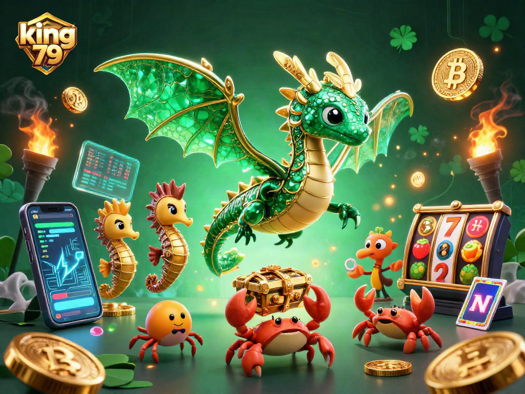 Engage with king 79 through vivid gameplay featuring a majestic sea dragon and shimmering treasures.