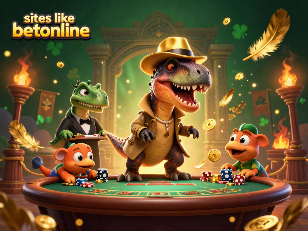 Playing blackjack with unique characters at casino table, featuring sites like betonline for thrilling gameplay