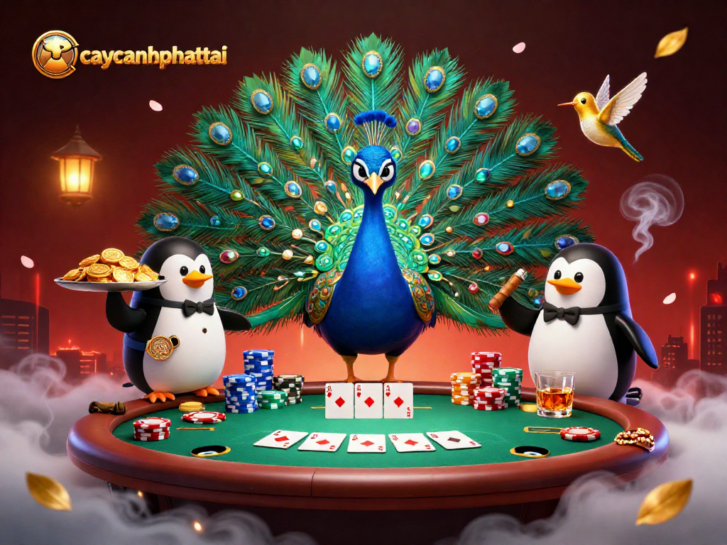 Experience the thrilling gameplay of caycanhphattai with gemstone-rich 3D characters surrounded by vibrant casino elements.