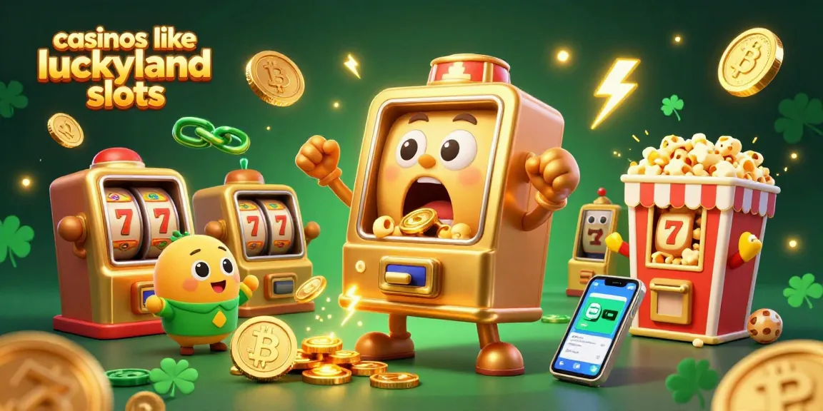 Experience excitement with casinos like luckyland slots, featuring a jackpot-winning slot machine in a vibrant 3D scene.