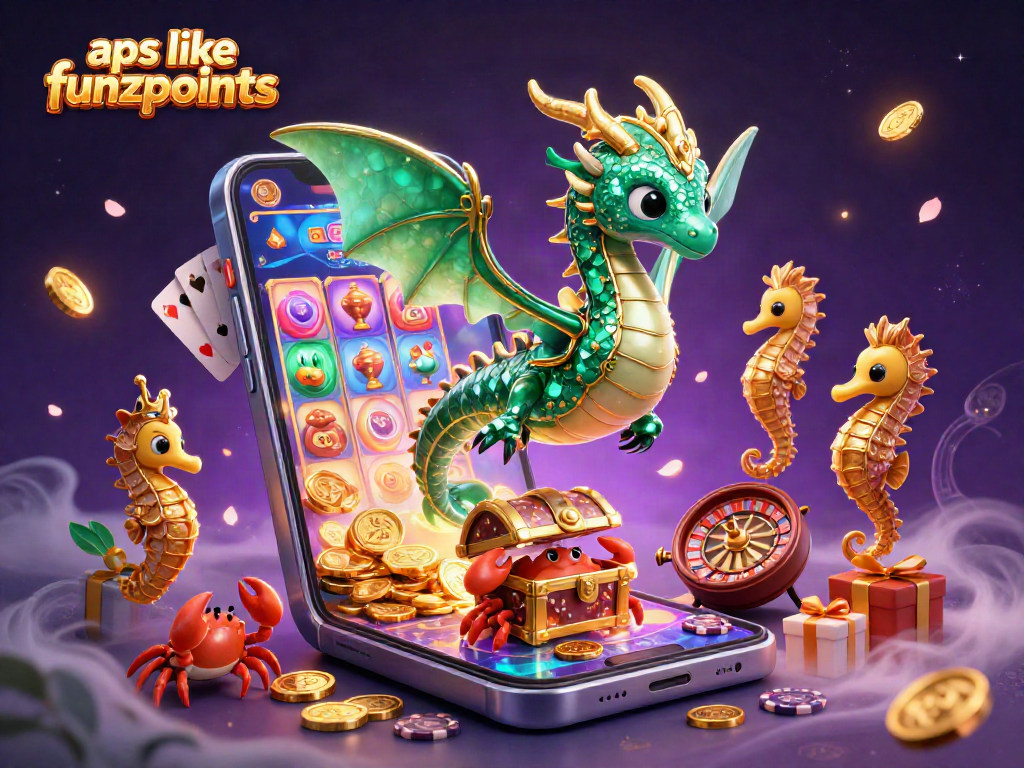Play exciting games like apps like funzpoints with vibrant 3D casino illustration